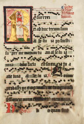 an old manuscript with a picture of a man on a horse