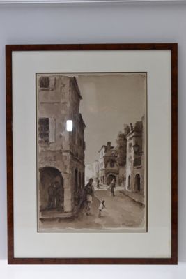 Pierre TRASSARD (XX) " Rue de La ROCHELLE", dessin au lavis,… - Photo 1