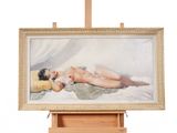 une peinture représentant une femme nue allongée sur un lit