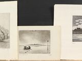 two drawings of a couple of people in a boat on a lake