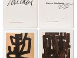 four different pieces of art with black ink on white paper
