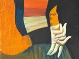 an image of a painting of a person sitting on a chair