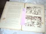an old book with pictures of people in it on a table