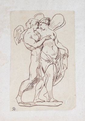 une image représentant un dessin d'un homme portant une femme