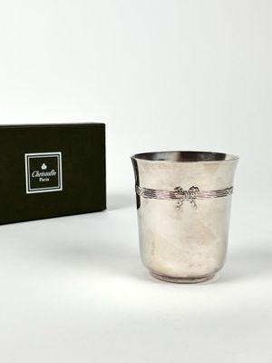 Christofle Timbale de naissance en métal argenté modèle "Rub…