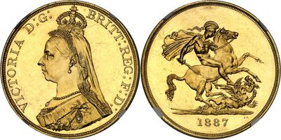 a gold sovereign coin with the image of queen victoria on it