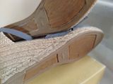 pair of women ' s shoes sitting on top of a box on a white surface