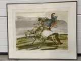 painting of a man riding a horse with a sword on the back of it