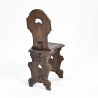 Paire de chaises escabelle en chêne dossier violonné (photo 5)