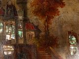 an image of a painting of a castle on a wall in a room