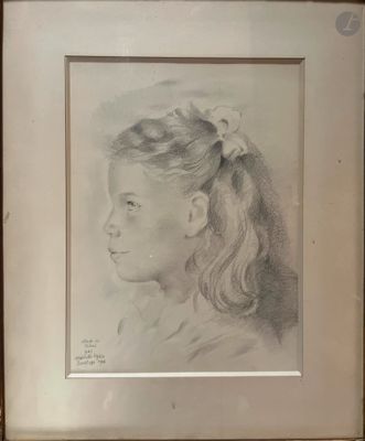 dessin au crayon représentant une jeune fille avec une fleur dans les cheveux