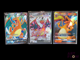 three different types of pokemon cards on a black background