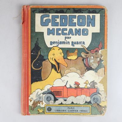 un vieux livre pour enfants avec l'illustration d'un canard au volant d'un camion