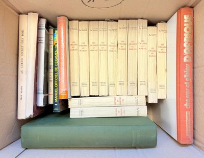 une boîte pleine de livres posés les uns sur les autres