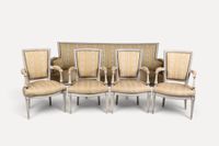 Mobilier de salon comprenant un canapé et quatre fauteuils, …