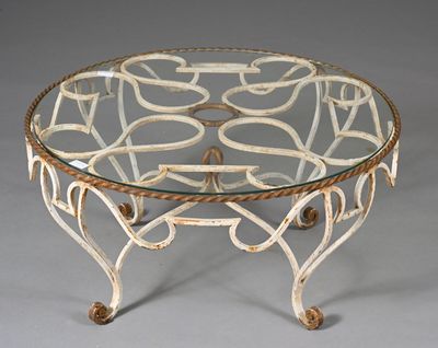 wrought iron coffee table with glass top