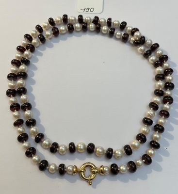 Long Collier de perles de culture alternées de perles de gre…