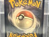 a close up of a pokemon card in a clear case