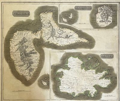 une ancienne carte de l'ile de st john au milieu de l'ocean