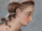 painting of a woman reading a book while wearing a hat