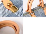 two pictures of a handbag with a handle and a ring