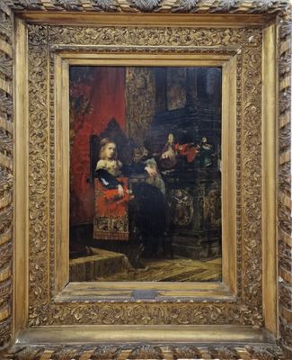 une image représentant un tableau où l'on voit un homme et une femme assis sur une chaise