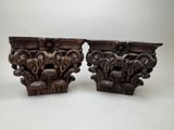 paire de corbeilles anciennes en bois sculpté