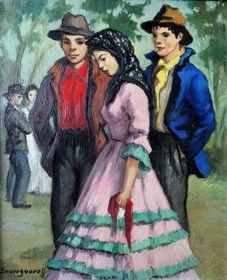 Anatola SOUNGOUROFF (1911 - 1982), Deux soupirants.