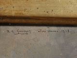 an image of a close up of a painting on a wooden frame