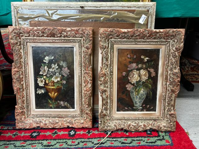 En pendant, deux huiles sur panneaux « bouquet de fleurs». Non si...