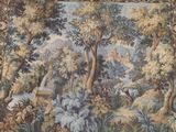 a tapestry with a picture of a forest in it