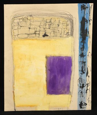 an image of a painting of a yellow and purple square