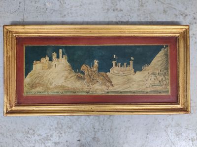 J/ Lot de 3 pièces encadrées: gravure Hospitellum, papyrus e…