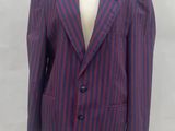 purple and red striped blazer on a mannequin base
