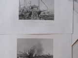 two old black and white photos of boats on the water