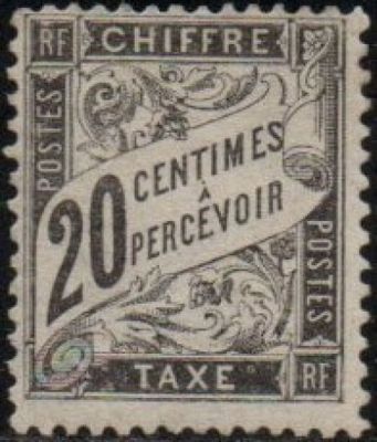 a stamp with the words 20 cents percevoir on it
