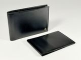 black leather wallet and card case on a white background