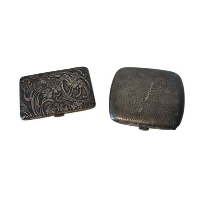 pair of antique silver cigarette cases with floral design