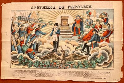 un vieux journal français sur lequel figure la photo d'un homme debout devant un groupe de soldats