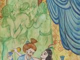 une image représentant un tableau où l'on voit un homme et une femme assis par terre