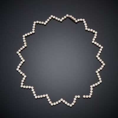 a cultured pearl and diamond necklace