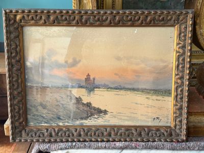une photo d'une photo représentant un phare, dans un cadre