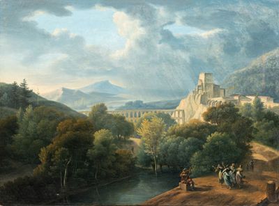 Ecole FRANCAISE du XIXe siècle. Ronde dansante devant un aqu…