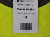 a close up of a yellow t - shirt with a barcode on it