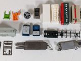 a lot of toy trains that are sitting on a table