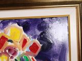 a painting of a vase of flowers in a gold frame