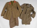 pair of uniforms of a soldier and a woman in uniform