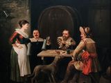 un tableau représentant un groupe de personnes jouant aux cartes