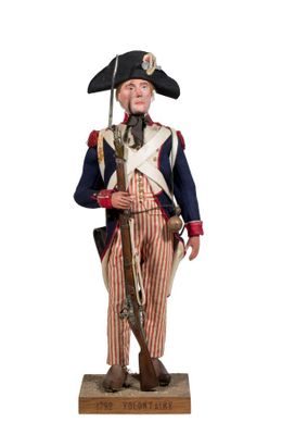 figurine représentant un homme vêtu d'un uniforme de la Révolution américaine