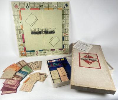 une image du jeu de société « Monopoly », avec sa boîte et ses cartes